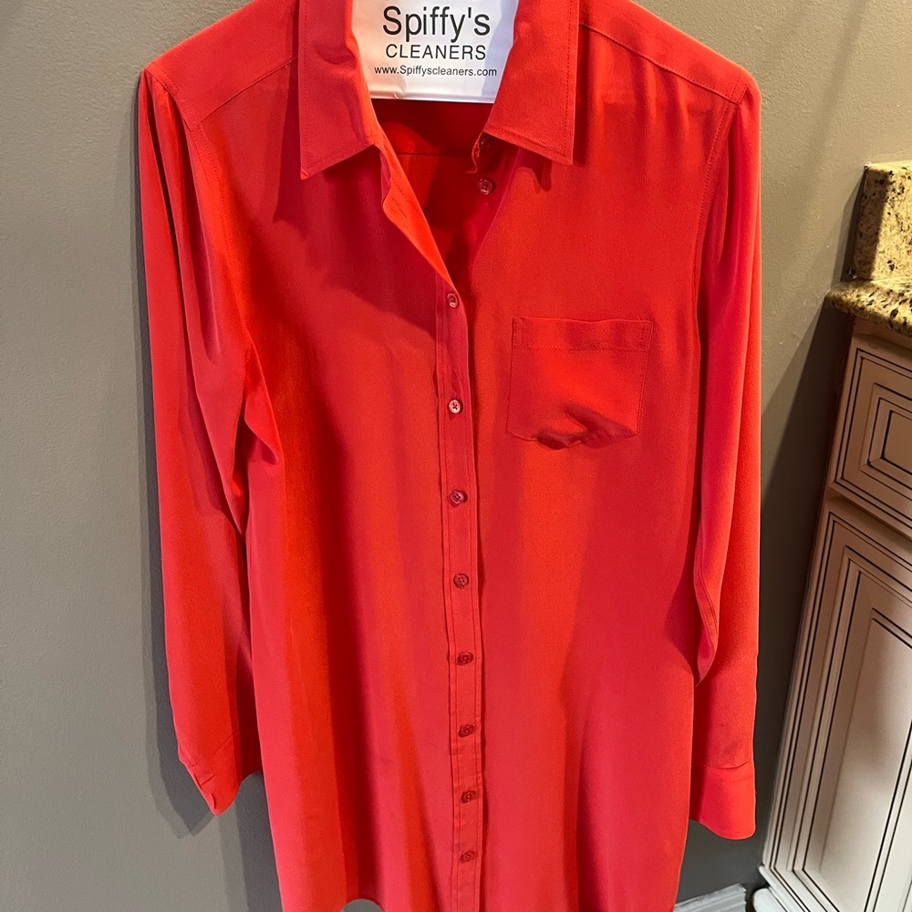 Equipment red silk shirt dress
